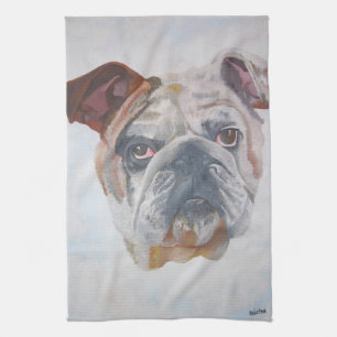 American Bulldog Artistic Pet Porträtt Kökshandduk