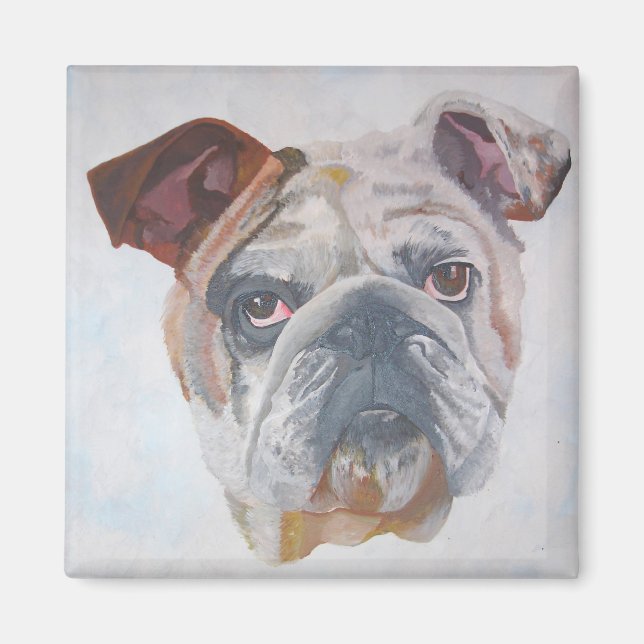 American Bulldog Artistic Pet Porträtt Magnet (Framsidan)