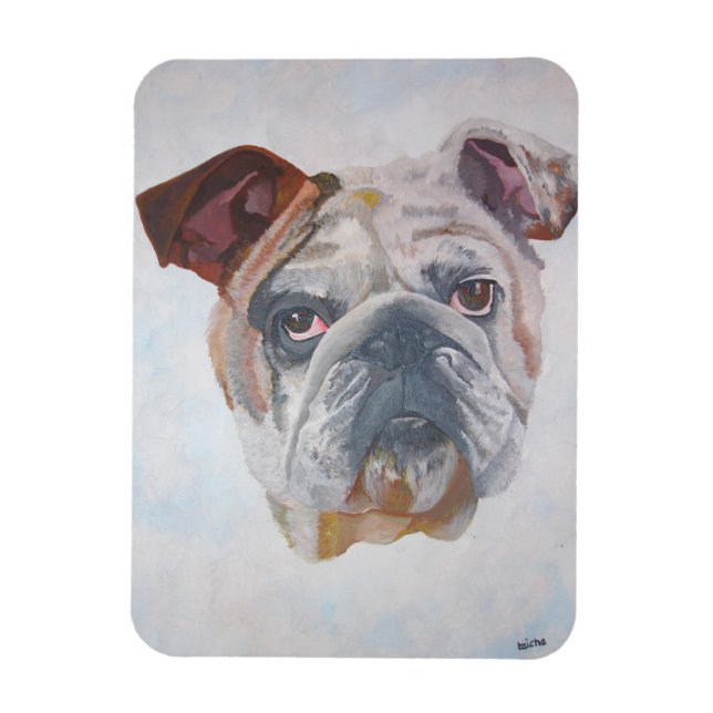 American Bulldog Artistic Pet Porträtt Magnet (Vertikal)