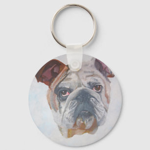American Bulldog Artistic Pet Porträtt Nyckelring