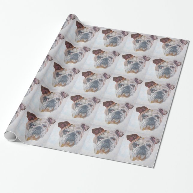 American Bulldog Artistic Pet Porträtt Presentpapper (Utrullad)