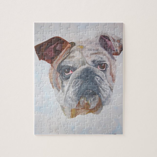 American Bulldog Artistic Pet Porträtt Pussel (Vertikal)