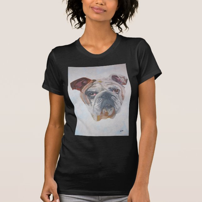 American Bulldog Artistic Pet Porträtt T-shirt (Framsida)