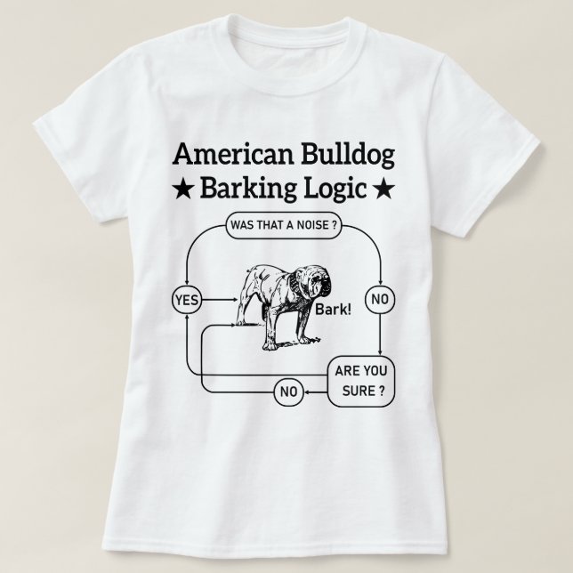 American Bulldog Barking Logic Hundar Älskare Pupp T Shirt (Design framsida)