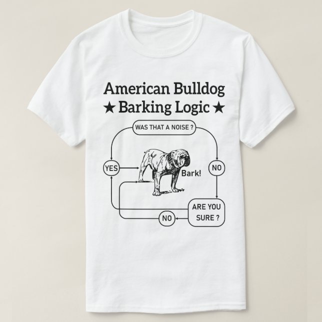 American Bulldog Barking Logic Hundar Älskare Pupp T Shirt (Design framsida)
