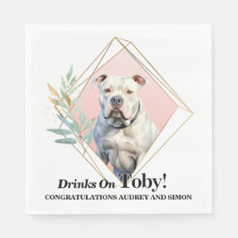 American Bulldog Bröllop Napkins with Hundar Photo Pappersservett