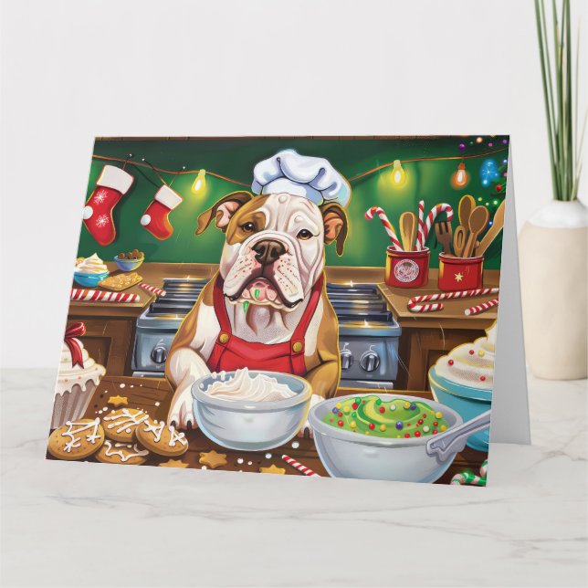 American Bulldog Helgdag Baking: Festive God jul Kort (Framsida)