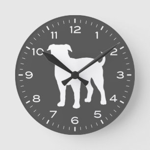 American Bulldog Hund aveln Silhouette  Rund Klocka