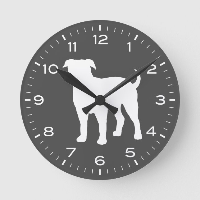 American Bulldog Hund aveln Silhouette Rund Klocka (Framsida)
