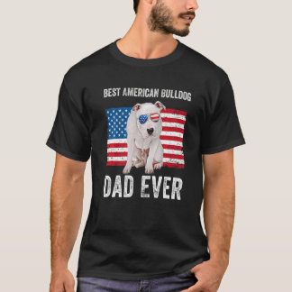 American Bulldog Pappa American Flagga Hundägare T Shirt