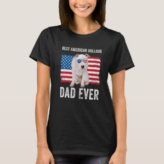 American Bulldog Pappa American Flagga Hundägare T Shirt