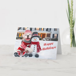 American Bulldog Poswith Hans Snögubbe Card Helgkort