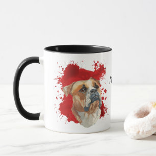American Bulldog Red Abstrakt Background Mugg