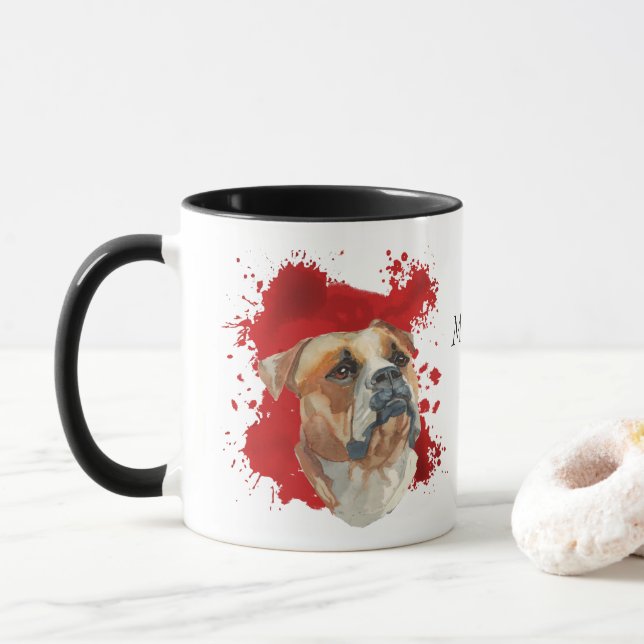 American Bulldog Red Abstrakt Background Mugg (Med munk)