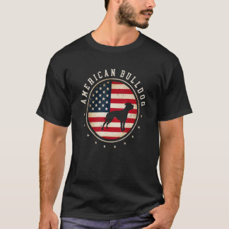 American Bulldog USA flagga 4 juli Hund Pappa T Shirt