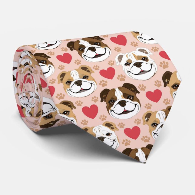 American Bulldog Valentine Hearts Pattern Dog Love Slips (Rullad)