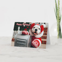 American Bulldog Valp på jultomts postlådekort Helgkort