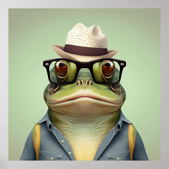 American Bullfrog Hipster Poster (Framsidan)
