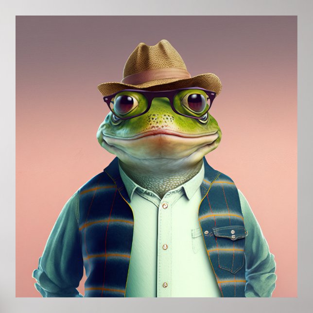American Bullfrog Hipster Poster (Framsidan)