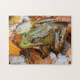 American Bullfrog i Snö Puzzle Pussel