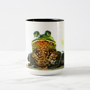 American Bullfrog Posing Two-Tone Coffee Mugg