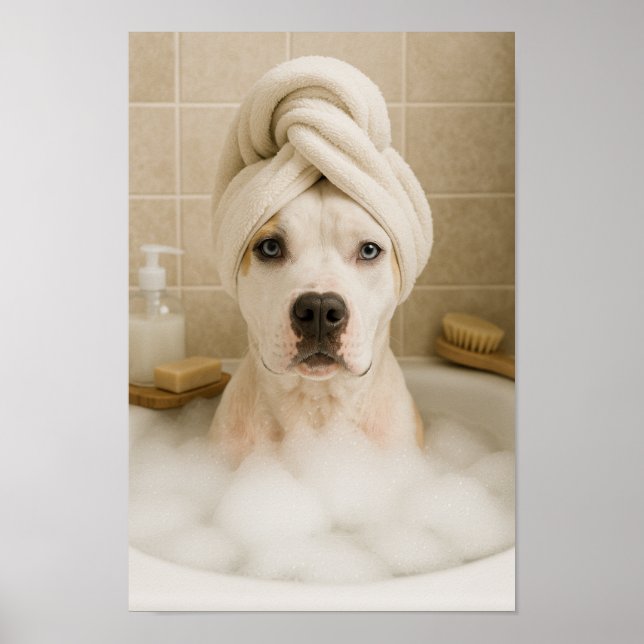 american bully dog cute funny bathroom decor poster (Framsidan)