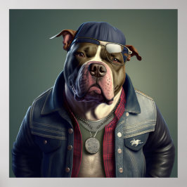 American Bully Hipster Hund Poster
