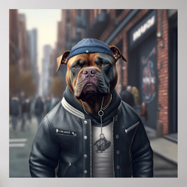 American Bully Hipster Hund Poster