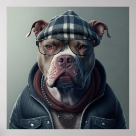 American Bully Hipster Hund Poster