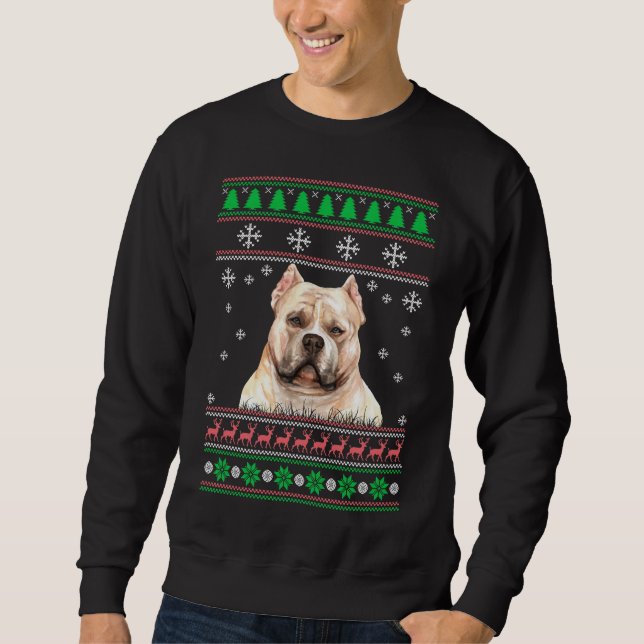 American Bully Hund älskare Ugly jul Sweater Lång Ärmad Tröja (Framsida)