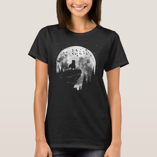 American Bully Hund aveln Night Stroll för Hund Ow T Shirt (Framsida)