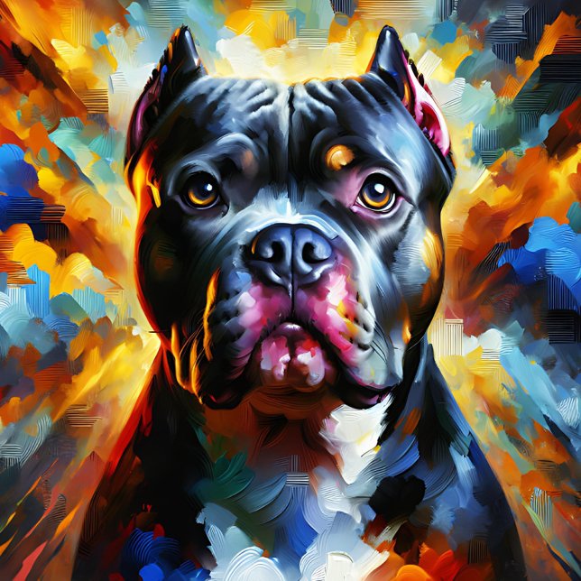 American Bully Pitbull Hund Acrylic Art Print Pussel (American Bully Pitbull Dog Acrylic Art Print)