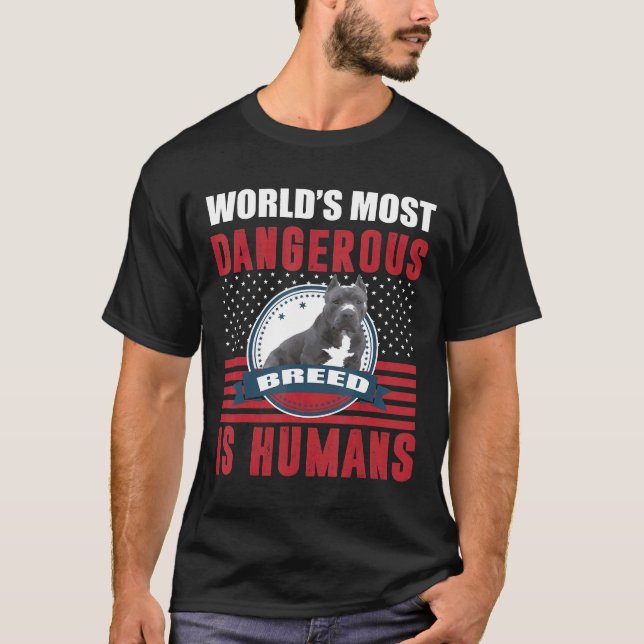 American Bully Pitbull Människor Farlig Ras T Shirt (Framsida)