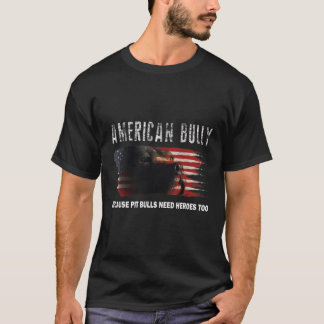 American Bully with American Flagga Funny T-Shirt