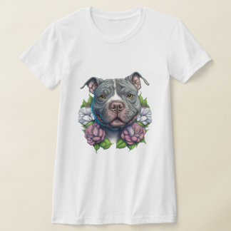 American Bully with Flowers T Shirt