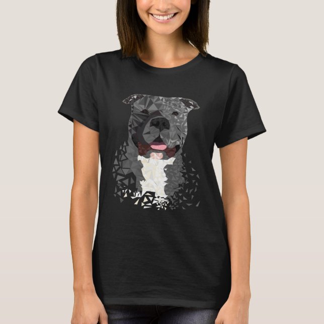 American Bully XL Without Cuped Ears Polygon T Shirt (Framsida)