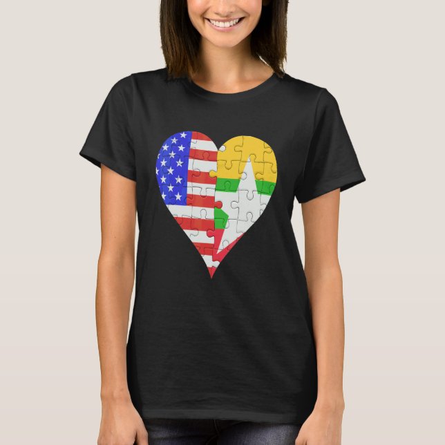 American Burmese Flagga Heart T Shirt (Framsida)