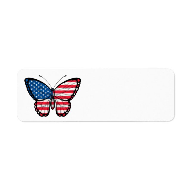 American Butterfly Flagga Returadress Etikett (Framsidan)