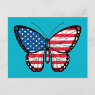 American Butterfly Flagga Vykort