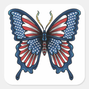 American Butterfly T-Shirt Fyrkantigt Klistermärke