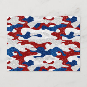 American Camo den 4 juli Glitter Vykort