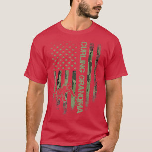 American Camo Flagga Proud Curling Grandma Curler T Shirt