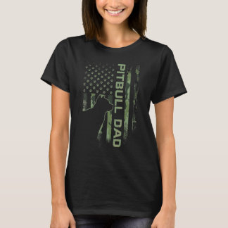 American Camo Flagga Proud Pitbull Hund Pappa Pitt T Shirt