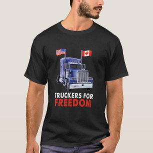 American Canada Flagga Freedom Convoy 2022 TRUCKER T Shirt