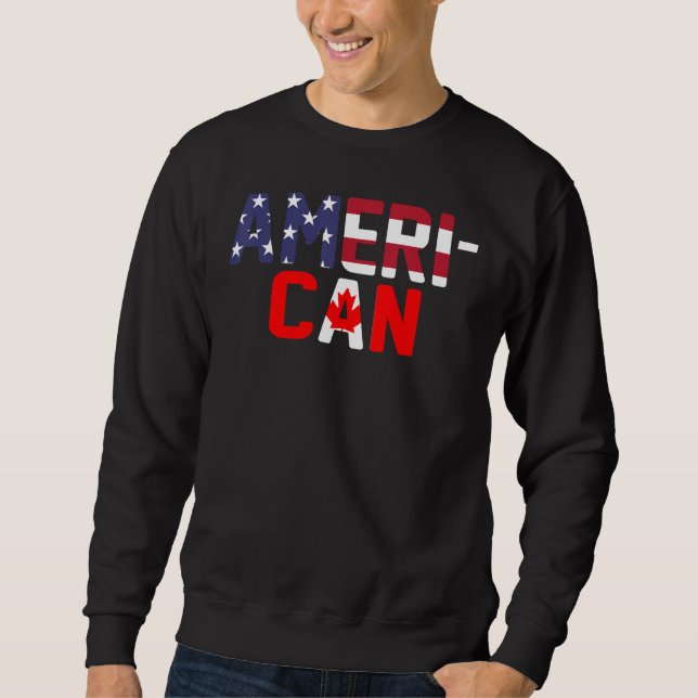 American Canadian Flag apparel America Canada Patr Lång Ärmad Tröja (Framsida)