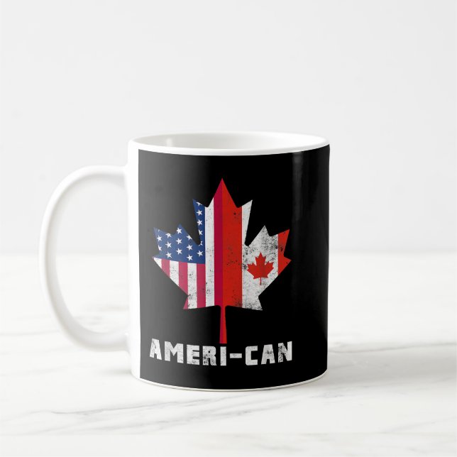 American Canadian Flagga America Canada Patriotic  Kaffemugg (Vänster)