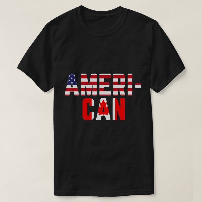 American Canadian Flagga America Canada Patriotic  T Shirt (Design framsida)