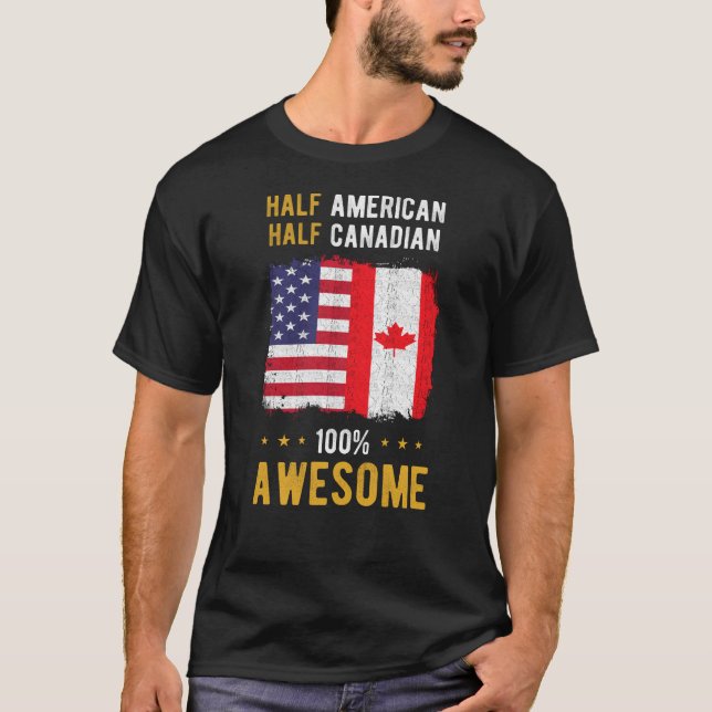 American Canadian Flagga T Shirt (Framsida)