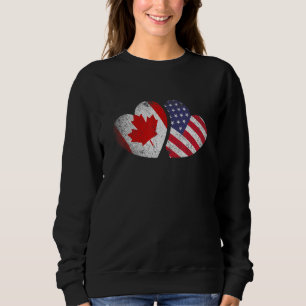 American Canadian Heart Valentines day USA flagga  T Shirt