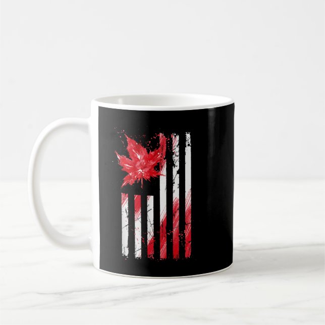 American Canadian Maple Leaf Flag US Flag Canada Kaffemugg (Vänster)